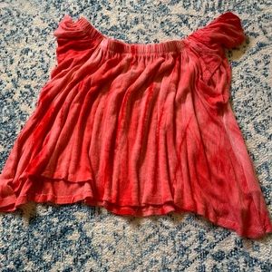 Red, Pink, and White tie dye crop top